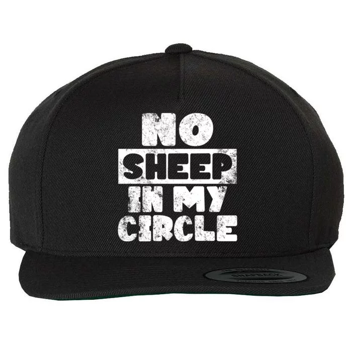 No Sheep In My Circle Distressed Wool Snapback Cap