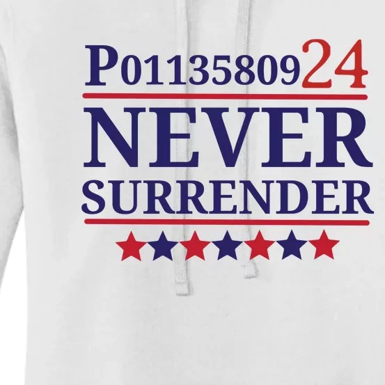 Never Surrender Inmate P01135809 Fulton County Georgia Jail Prisoner Inmate Women's Pullover Hoodie