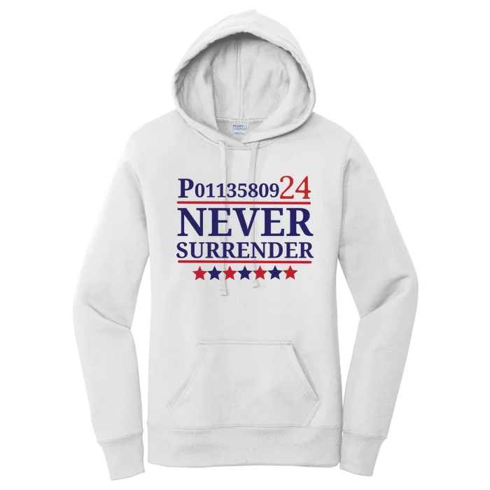 Never Surrender Inmate P01135809 Fulton County Georgia Jail Prisoner Inmate Women's Pullover Hoodie