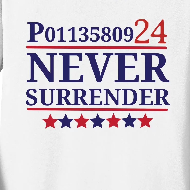 Never Surrender Inmate P01135809 Fulton County Georgia Jail Prisoner Inmate Kids Long Sleeve Shirt