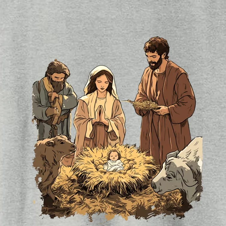 Nativity Scene Illustration Christmas Women's Crop Top Tee