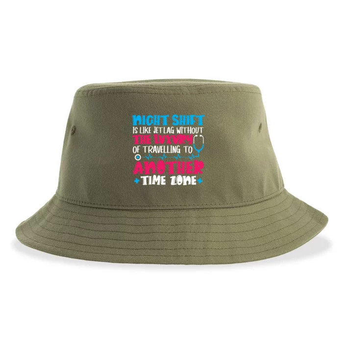 Night Shift Is Like Jet Lag Night Shift Nurse Cool Gift Sustainable Bucket Hat