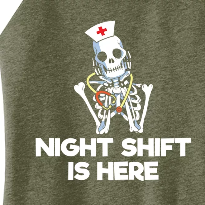 Night Shift Is Here Funny Skeleton Nurse Halloween Nursing Gift Women’s Perfect Tri Rocker Tank