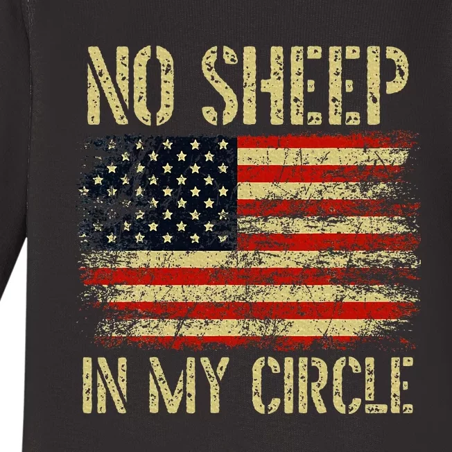 No S.H.E.E.P In My Circle Patriotic American Flag Baby Long Sleeve Bodysuit