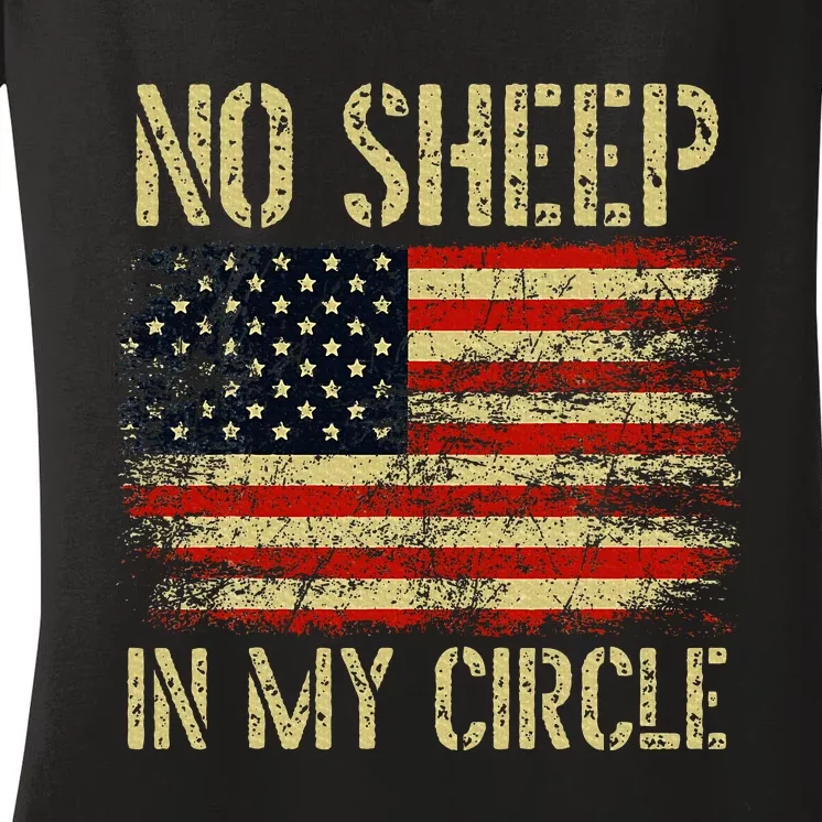 No S.H.E.E.P In My Circle Patriotic American Flag Women's V-Neck T-Shirt