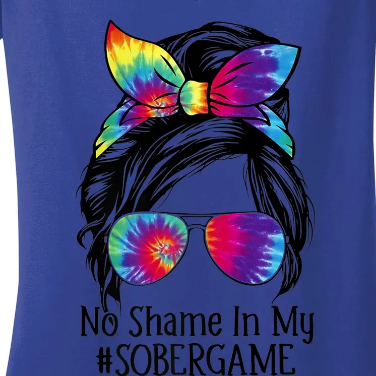 No Shame In My Sober Game Na Narcotics Anonymous Gift Women's V-Neck T-Shirt