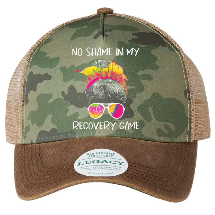 No Shame In My Recovery Game Sobriety AA NA Anniversary Legacy Tie Dye Trucker Hat