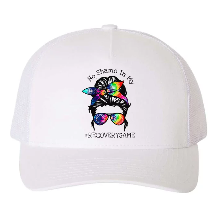 No Shame In My Recovery Game Narcotics Anonymous Messy Bun Yupoong Adult 5-Panel Trucker Hat