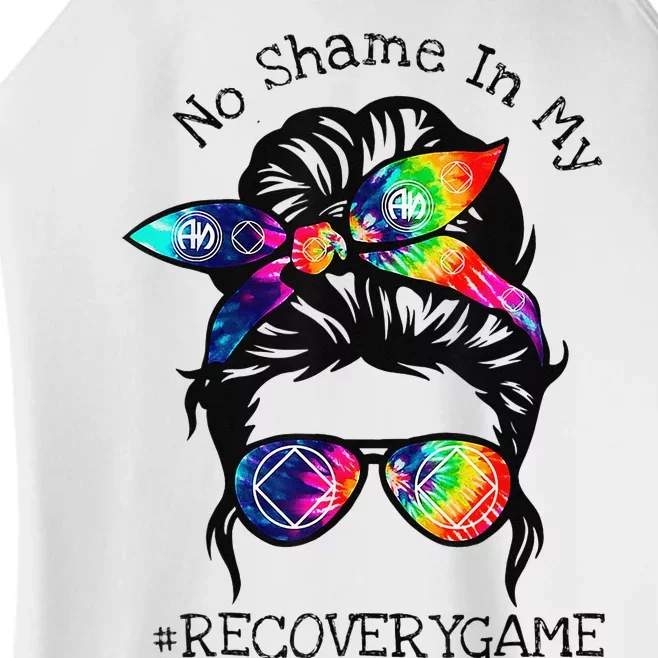 No Shame In My Recovery Game Narcotics Anonymous Messy Bun Women’s Perfect Tri Rocker Tank