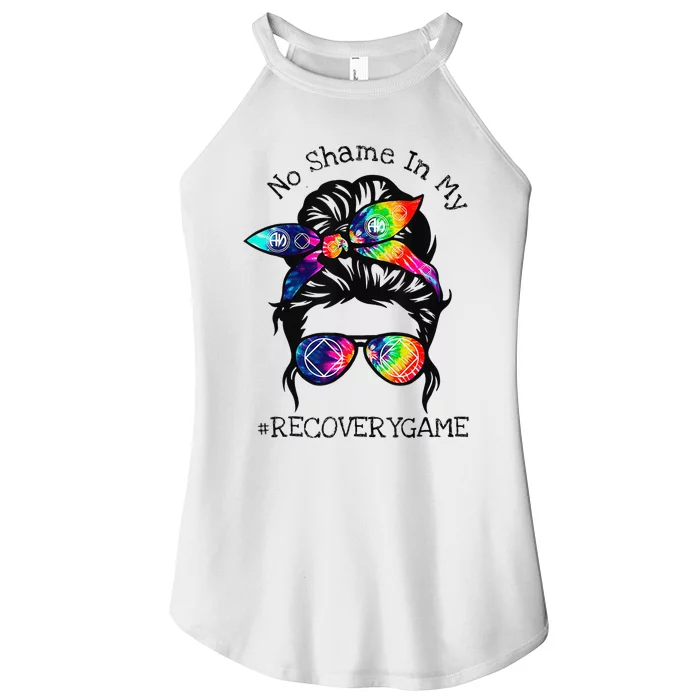 No Shame In My Recovery Game Narcotics Anonymous Messy Bun Women’s Perfect Tri Rocker Tank