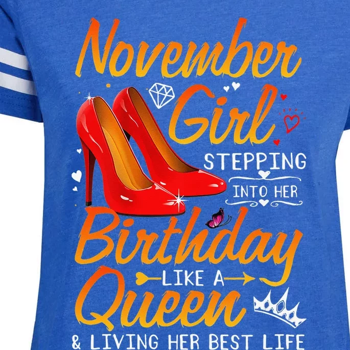 November Stepping Into My Birthday Queen Gift Enza Ladies Jersey Football T-Shirt