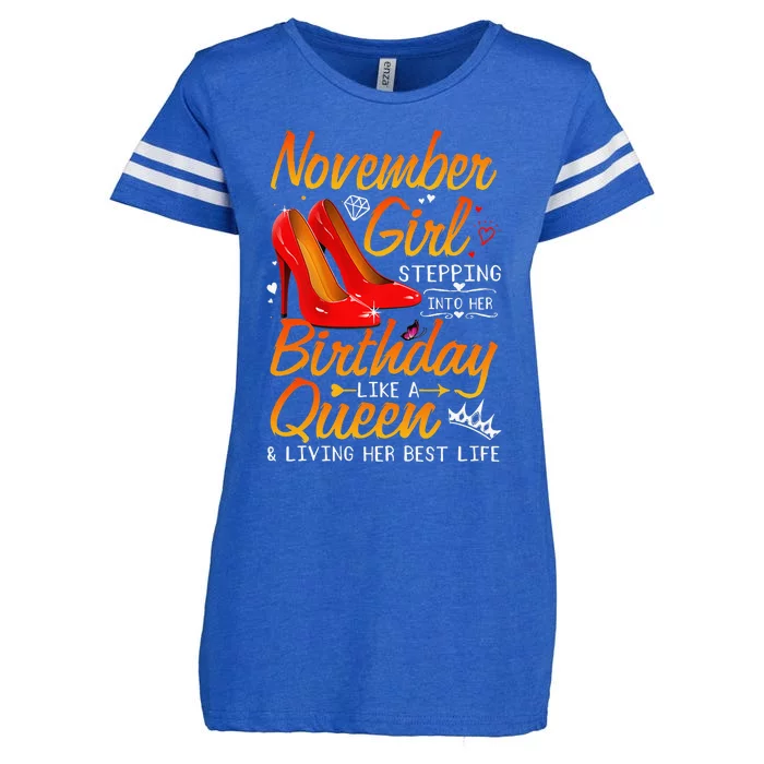 November Stepping Into My Birthday Queen Gift Enza Ladies Jersey Football T-Shirt