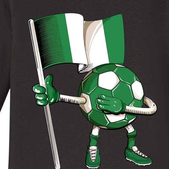 Nigeria Soccer Jersey Nigeria Flag Football Dab Funny Baby Long Sleeve Bodysuit