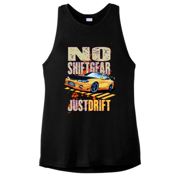 No Shiftgear Just Drift Car Fanatic Ladies Tri-Blend Wicking Tank