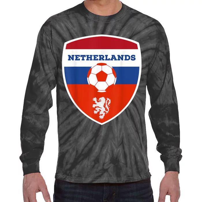 Netherlands Soccer Jersey Gift Netherlands Football Fans Tie-Dye Long Sleeve Shirt