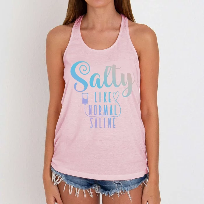 Nurse Salty Like Normal Saline Gift Women's Knotted Racerback Tank