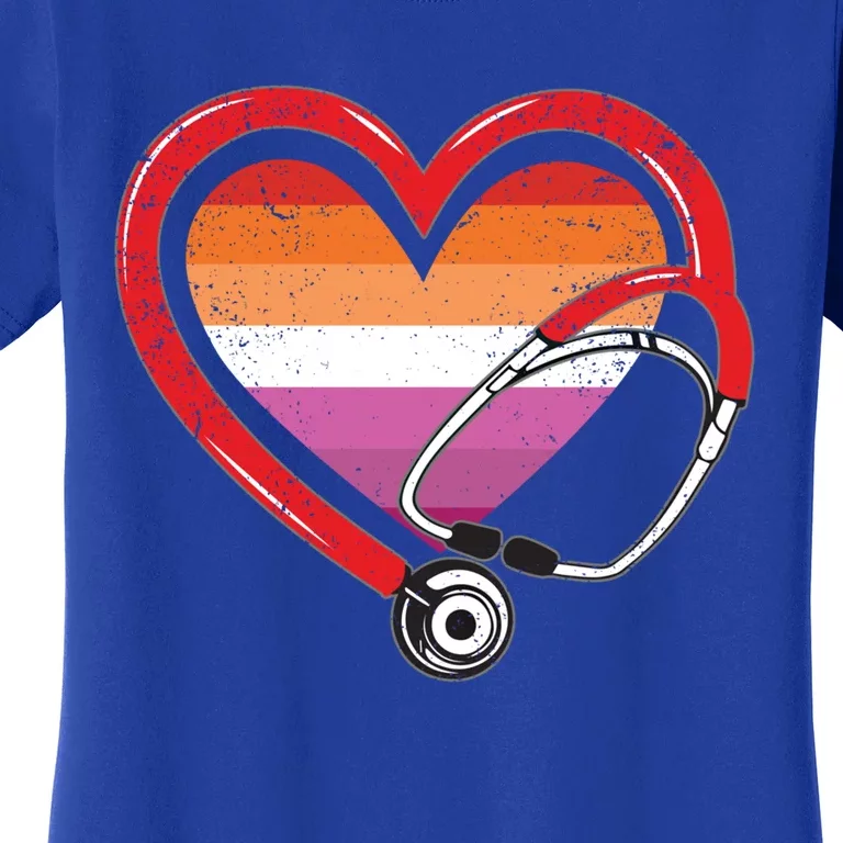 Nurse Stethoscope Lesbian Lgbtq Pride Heart Rn Nursing Gift Women's T-Shirt