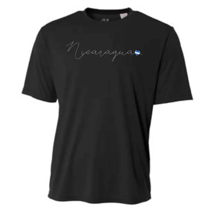 Nicaragua Simple Love Nicaraguan Flag Heart On Nicaragua Cooling Performance Crew T-Shirt