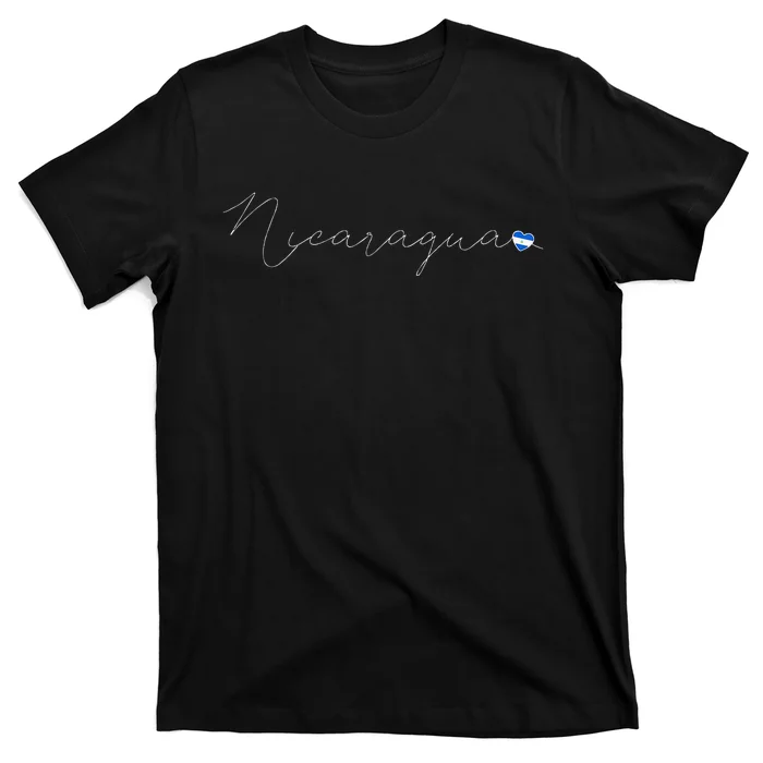 Nicaragua Simple Love Nicaraguan Flag Heart On Nicaragua T-Shirt