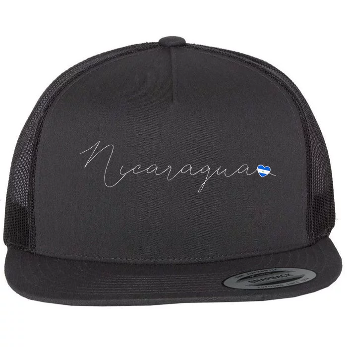 Nicaragua Simple Love Nicaraguan Flag Heart On Nicaragua Flat Bill Trucker Hat