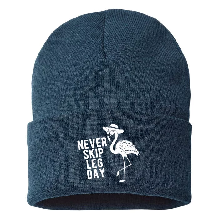 Never Skip Leg Day Flamingo Bird Sustainable Knit Beanie