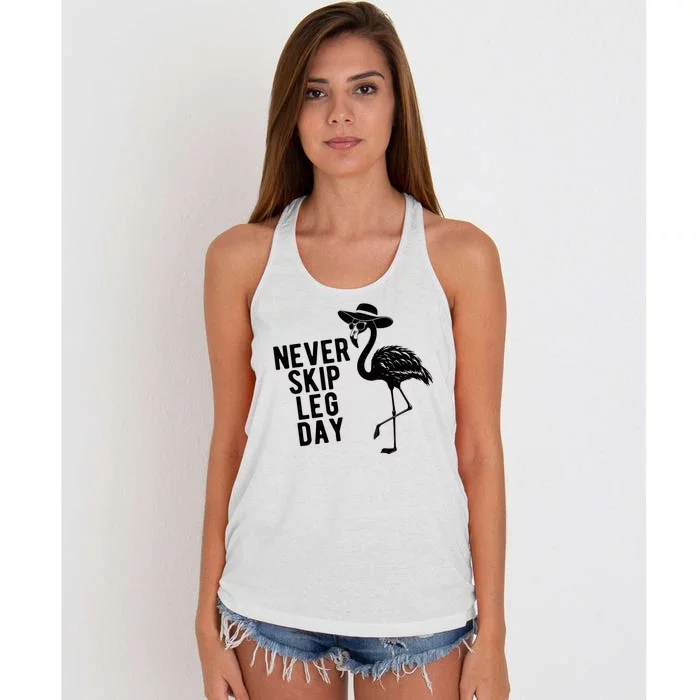 Never Skip Leg Day Flamingo Bird Women's Knotted Racerback Tank