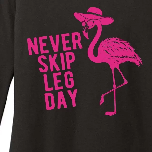 Never Skip Leg Day Flamingo Womens CVC Long Sleeve Shirt