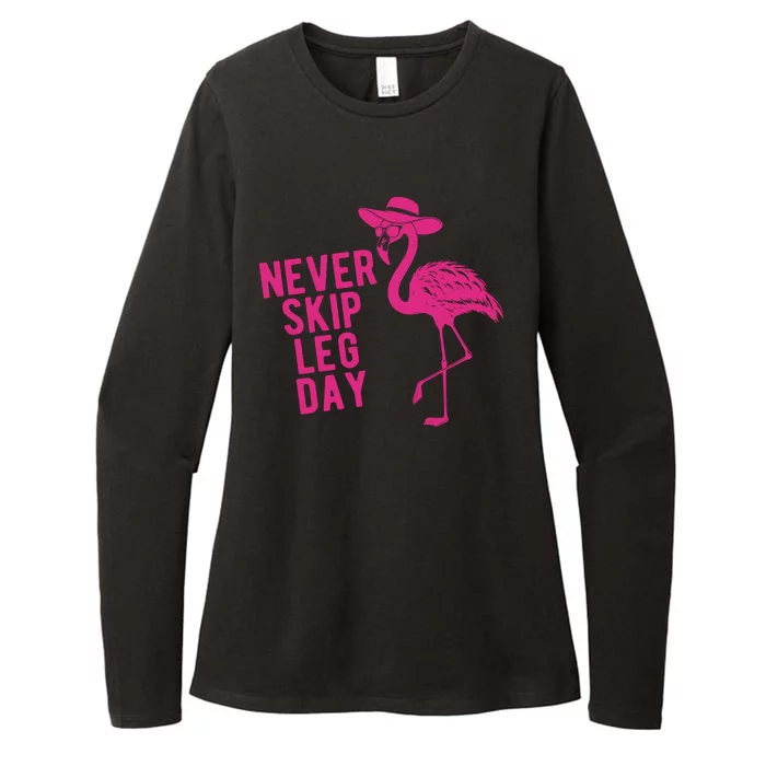 Never Skip Leg Day Flamingo Womens CVC Long Sleeve Shirt