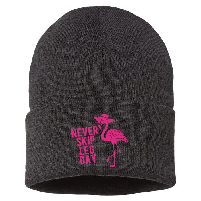 Never Skip Leg Day Flamingo Sustainable Knit Beanie