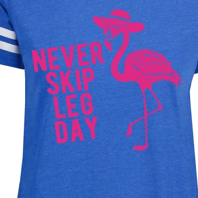 Never Skip Leg Day Flamingo Enza Ladies Jersey Football T-Shirt