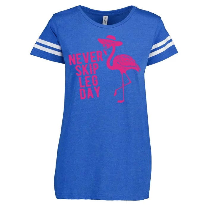 Never Skip Leg Day Flamingo Enza Ladies Jersey Football T-Shirt