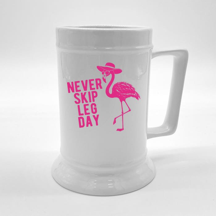 Never Skip Leg Day Flamingo Front & Back Beer Stein