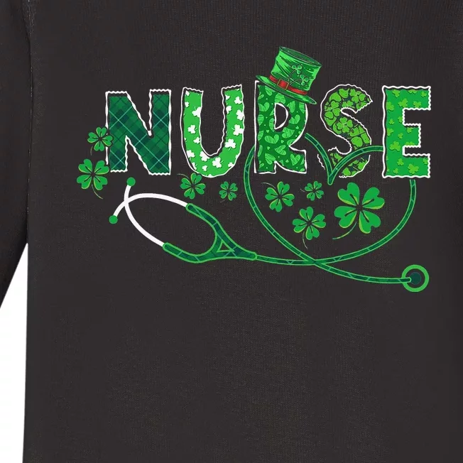 Nurse Shamrock Leaf Party Saint Shenanigan Baby Long Sleeve Bodysuit