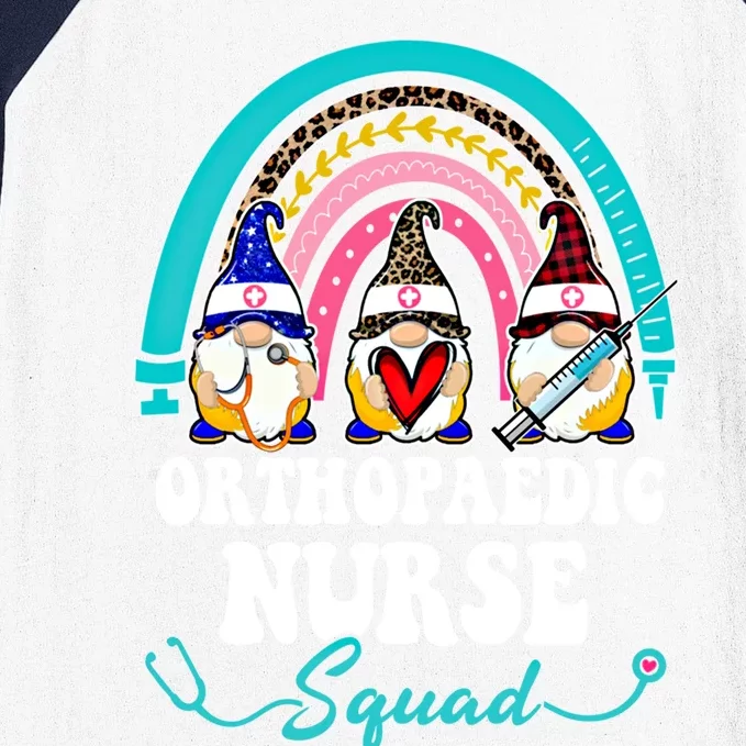 Nurse Squad Leopard Rainbow Gnome Orthopaedic Nurse Funny Gift Baseball Sleeve Shirt