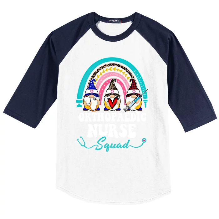 Nurse Squad Leopard Rainbow Gnome Orthopaedic Nurse Funny Gift Baseball Sleeve Shirt