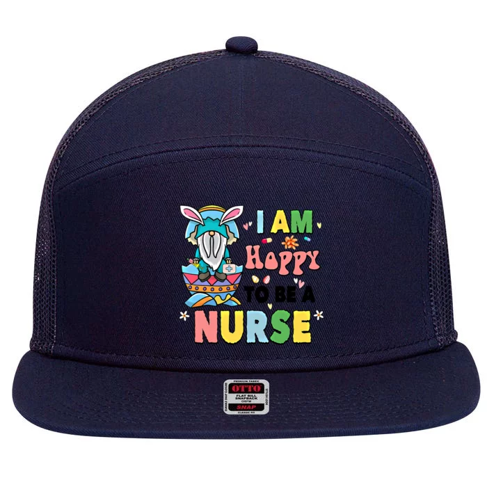 Nur Se Life Happy Easter Day Gnome Bunny Eggs Graphic Great Gift 7 Panel Mesh Trucker Snapback Hat