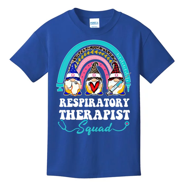 Nurse Squad Leopard Rainbow Gnome Respiratory Therapist Gift Kids T-Shirt