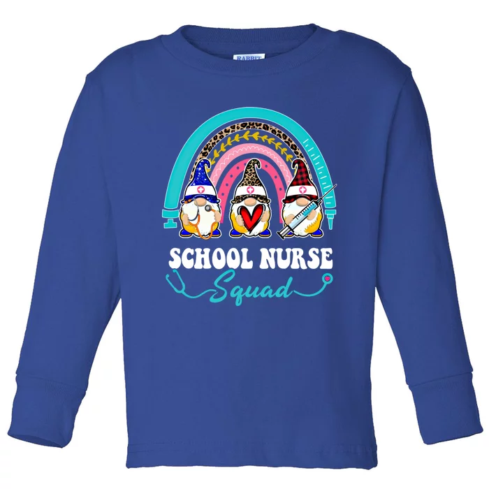 Nurse Squad Leopard Rainbow Gnome School Nurse Gift Toddler Long Sleeve Shirt