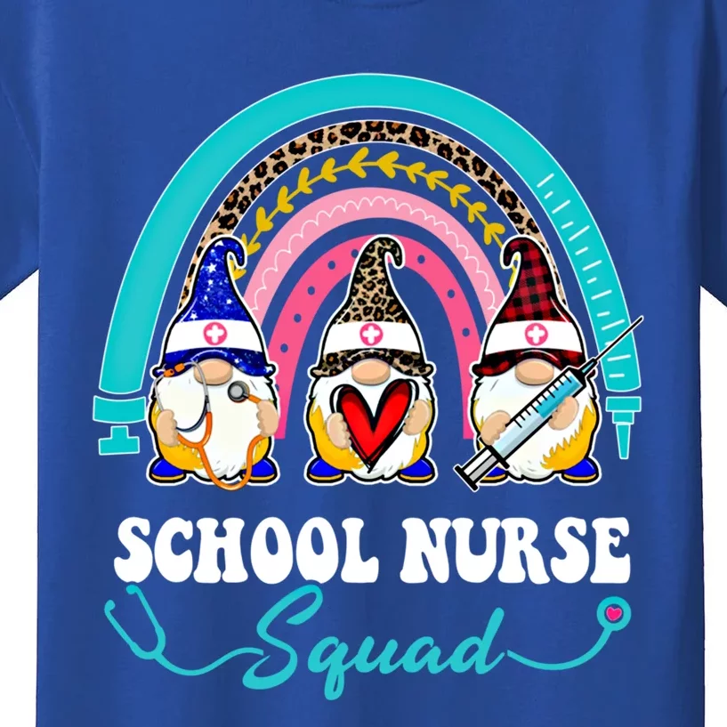 Nurse Squad Leopard Rainbow Gnome School Nurse Gift Kids T-Shirt