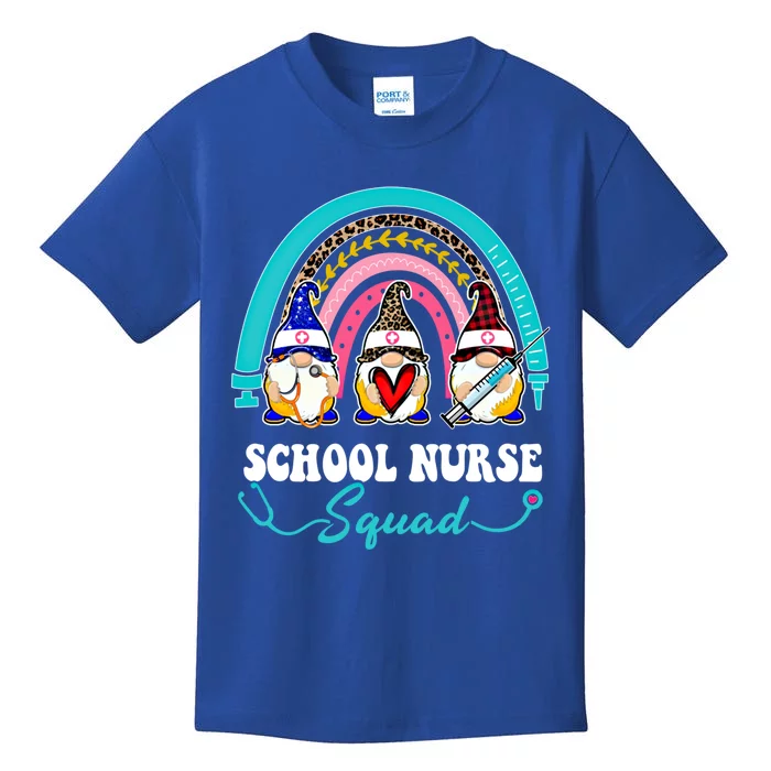 Nurse Squad Leopard Rainbow Gnome School Nurse Gift Kids T-Shirt