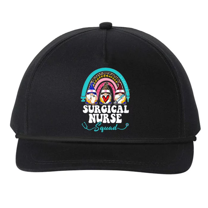 Nurse Squad Leopard Rainbow Gnome Surgical Nurse Gift Snapback Five-Panel Rope Hat