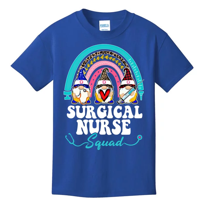 Nurse Squad Leopard Rainbow Gnome Surgical Nurse Gift Kids T-Shirt