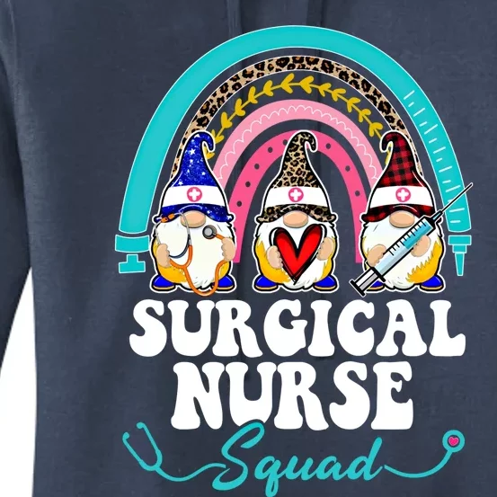 Nurse Squad Leopard Rainbow Gnome Surgical Nurse Gift Women's Pullover Hoodie