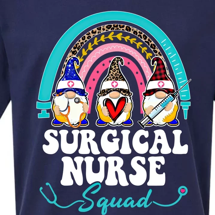 Nurse Squad Leopard Rainbow Gnome Surgical Nurse Gift Sueded Cloud Jersey T-Shirt