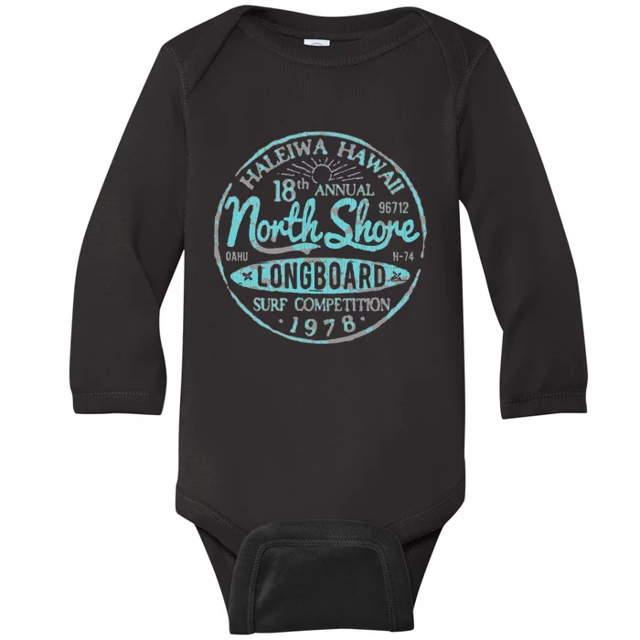 North Shore Long Board Surf Baby Long Sleeve Bodysuit