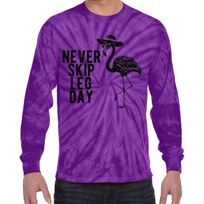 Never Skip Leg Day Flamingo Bird Tie-Dye Long Sleeve Shirt