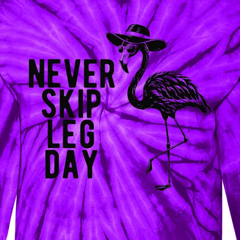 Never Skip Leg Day Flamingo Bird Tie-Dye Long Sleeve Shirt