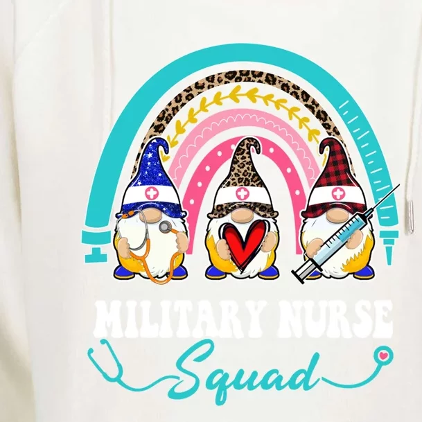 Nurse Squad Leopard Rainbow Gnome Military Nurse Gift Womens Funnel Neck Pullover Hood