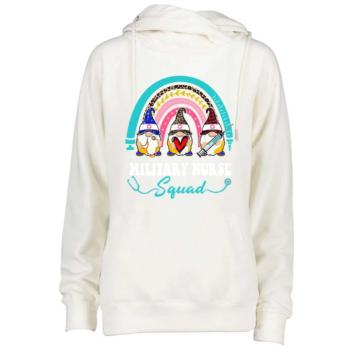 Nurse Squad Leopard Rainbow Gnome Military Nurse Gift Womens Funnel Neck Pullover Hood