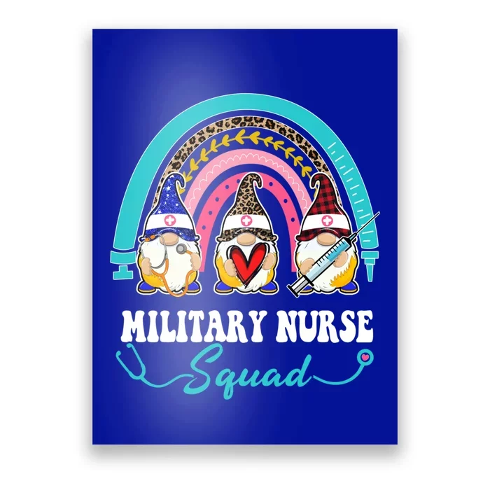 Nurse Squad Leopard Rainbow Gnome Military Nurse Gift Poster